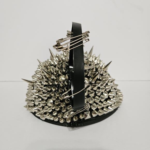 Walt Disney World Park Mickey Mouse Studded Spiked Hat Adult USA Black Silver - Picture 3 of 12